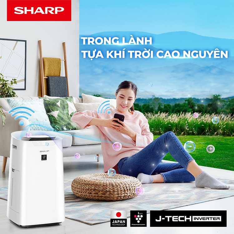 máy lọc không khí tạo ẩm sharp ki-l60v-w không khí xanh ảnh 3